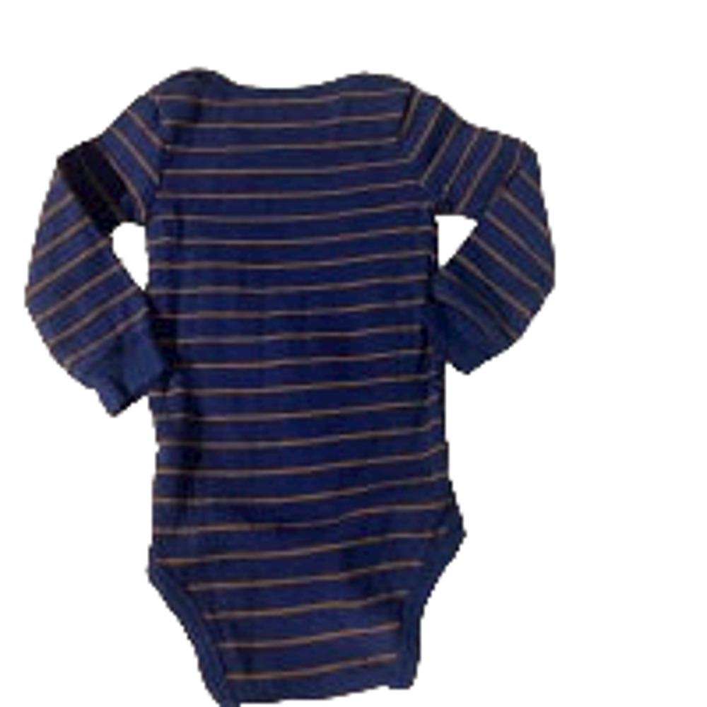 Carter's Blue Brown Striped Long Sleeve Casual One Piece Baby Boy Sz 12M